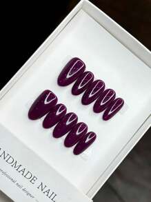 Almond-Shaped Minimalist Purple Solid Color Handmade Press-On Nails