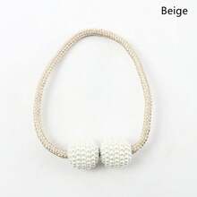 2/4 piezas de abrazaderas magnéticas para cortinas con perlas, sujeciones para cortinas, hebillas de sujeción con bola colgante, accesorios decorativos para cortinas. - Beige - Ver 13
