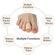 Paquete de 5 manguitos para los dedos de los pies cortables, hechos de tela elástica forrada con gel de silicona. Protectores de dedos de los pies que alivian el dolor, los callos y los callos. - Para dedo medio - Ver 4