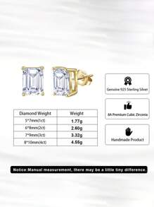 1 Paar luxuriöse 925er Sterlingsilber Ohrstecker mit funkelndem quadratisch geschliffenen Zirkonia, eleganter Schmuck für Frauen, ideal für besondere Anlässe, Geburtstage, Jahrestage und romantische Geschenke, perfekt, um jedem Outfit eine Note von Raffinesse zu verleihen, gefertigt mit zeitloser Schönheit und Haltbarkeit, ein vielseitiges Accessoire, das sowohl zu lässigen als auch formellen Looks passt, ein atemberaubendes Geschenk für sie, das jede Feier und jeden Moment noch unvergesslicher macht.