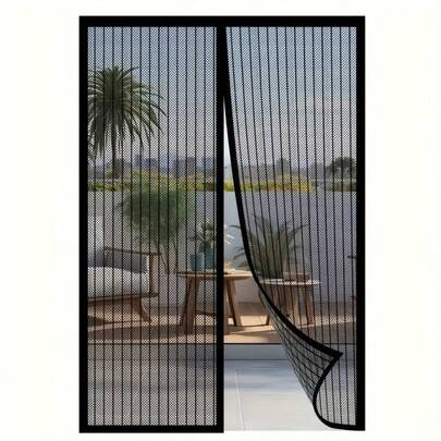 1 Set Magnetic Screen Door, Self-Sealing Heavy-Duty Mesh Partition - Keeps Bugs Out, Pet & Kid Friendly, Easy To Install, Polyester Material, Indoor Outdoor Use, Indoor Partition | Modern Screen Door | Easy Installation, Screened In Patio Breathable Magnetic Mesh Curtain