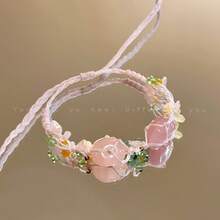 1Piece Hand-Woven Natural Stone Flower Bracelet, Forest-Style Fresh Niche Design For Women Daily Wear Date Gift All Seasons Fashion Jewelry - 款式七 - 查看 13