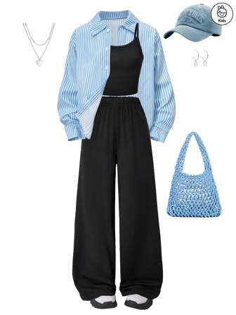 Conjunto de 3 piezas de camisas de manga larga, chalecos y pantalones deportivos de moda y casuales para niñas, creando un estilo de vacaciones elegante y cómodo, perfecto para el uso diario en primavera, verano y otoño