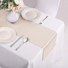 5-Pack Satin Table Runner Champagne 12 X 108 Inches Long, Table Runners For Wedding, Birthday Parties, Banquets Decorations(5 Pack, 12x108 Inch, Champagne - 香檳色 - 查看 1