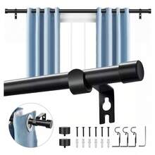 Cortinero Expandible A Maximo 2.1m De Metal Barra De Cortina - Negro - Ver 4