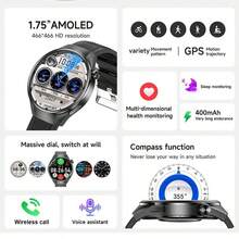 GZYR ساعة ذكية رياضية خارجية للرجال موديل 2025، بوصلة عالية الدقة، مكالمات لاسلكية، تتبع مسار الحركة بنظام GPS، شاشة AMOLED دائرية كبيرة 1.75 بوصة/1.45 سم، عداد الخطوات والمسافة والسعرات الحرارية، بطارية 400 مللي أمبير، جزيرة ديناميكية، مساعد صوتي AI، تشغيل موسيقى لاسلكي، متوافقة مع أجهزة آيفون وأندرويد