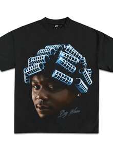 Plus Size Big Worm Jumbo Print For Men Women Couple Fashion T-Shirt Street Short Sleeve Cotton T-ShirtUltra-Soft Breathable Moisture-Wicking Casual Crew Neck Summer TeeChristmas GiftMen Size L-3XL 4XL 5XL - màu đen - Xem 1