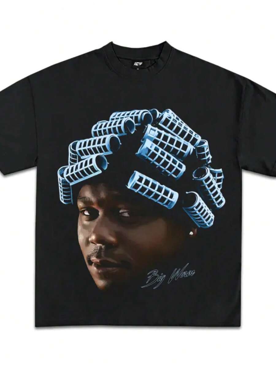 Plus Size Big Worm Jumbo Print For Men Women Couple Fashion T-Shirt Street Short Sleeve Cotton T-ShirtUltra-Soft Breathable Moisture-Wicking Casual Crew Neck Summer TeeChristmas GiftMen Size L-3XL 4XL 5XL - màu đen - Xem 1