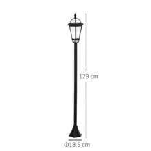 2x Solar Street Lamps (H129 Cm) – LED With Stainless Steel & ABS, IP44 Waterproof – Black, Ø18.5 Cm