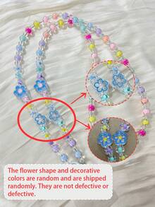 1pc Handmade Acrylic Resin Detachable Shoulder Crossbody Mobile Phone Case With Colorful 3D Flower Beaded Strap Gifts For Mother, Family, Friends, Birthday, Holiday Phone Charm, Phone Chain - Multicolor - View 5
