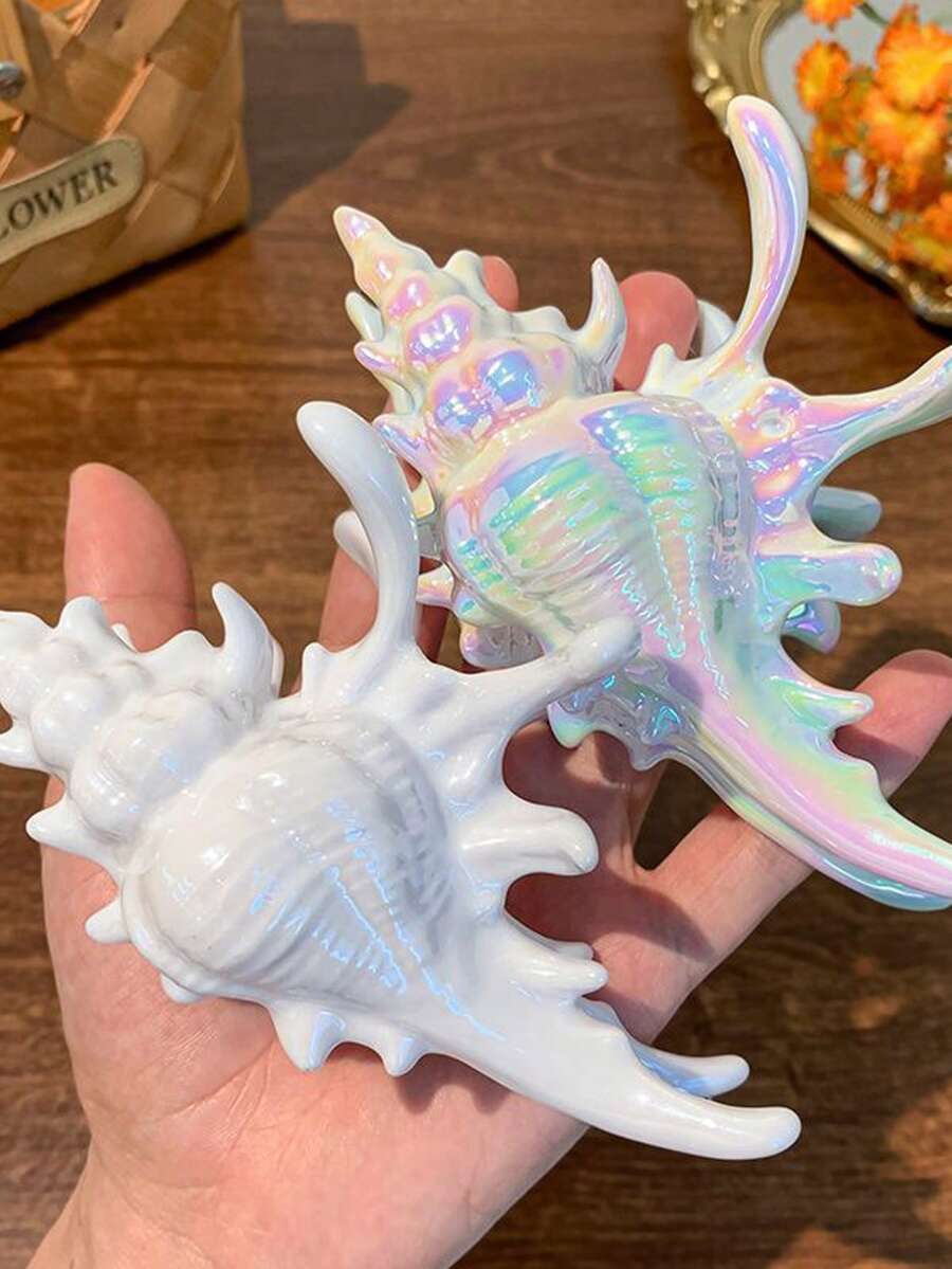 1个夏季贝壳造型发爪夹，大号，女士沙滩必备配饰，发爪发饰，海洋沙滩装饰，优雅百搭头饰，适合度假和日常佩戴，优雅发夹，度假必备 - 彩色 - 查看 1