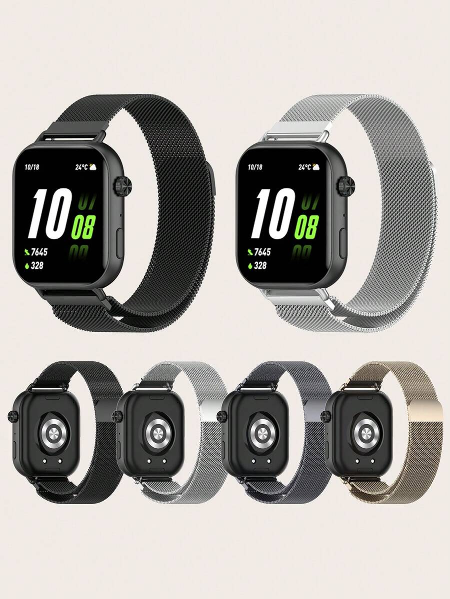 1 pieza Banda de reloj inteligente de acero inoxidable de unicolor con liberación magnética rápida y diseño hueco de estilo Milanés, compatible con Honor Watch Rossini 2i - Para Rossini 2i - Ver 1