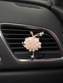 1pc Car Air Outlet Decoration Inlaid With Diamonds Ballet Girl Air Outlet Clip Air Conditioning Outlet Decoration - White - View 2