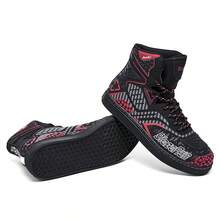 New Men's Motorcycle Shoes Motorcycle Riding Shoes,New Men's Motorcycle Boots;Unisex Motorcycle Boots For Riding,Suitable For All Seasons,Leather Upper,Anti-Slip And Wear-Resistant,For Commuting And Riding - Red - View 8