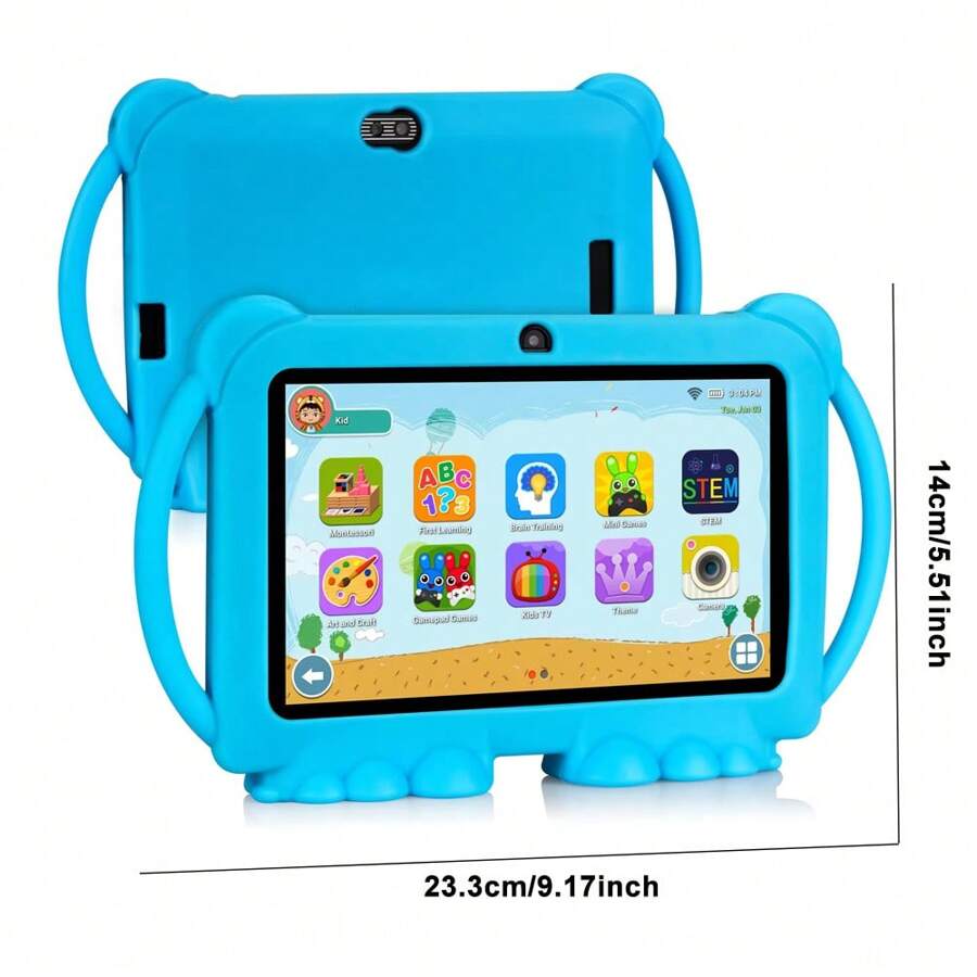 Tableta para niños, tableta de 7 pulgadas con 16GB de ROM, 1GB de RAM, WiFi de 2.4G, pantalla con protección ocular, controles parentales, aplicaciones y juegos educativos, tableta educativa, cámara dual, funda a prueba de golpes, interacción divertida, enriquecimiento cultural, regalo para niños, regalo de vacaciones, regalo de cumpleaños, regalo de Año Nuevo, regalo del Día del Niño