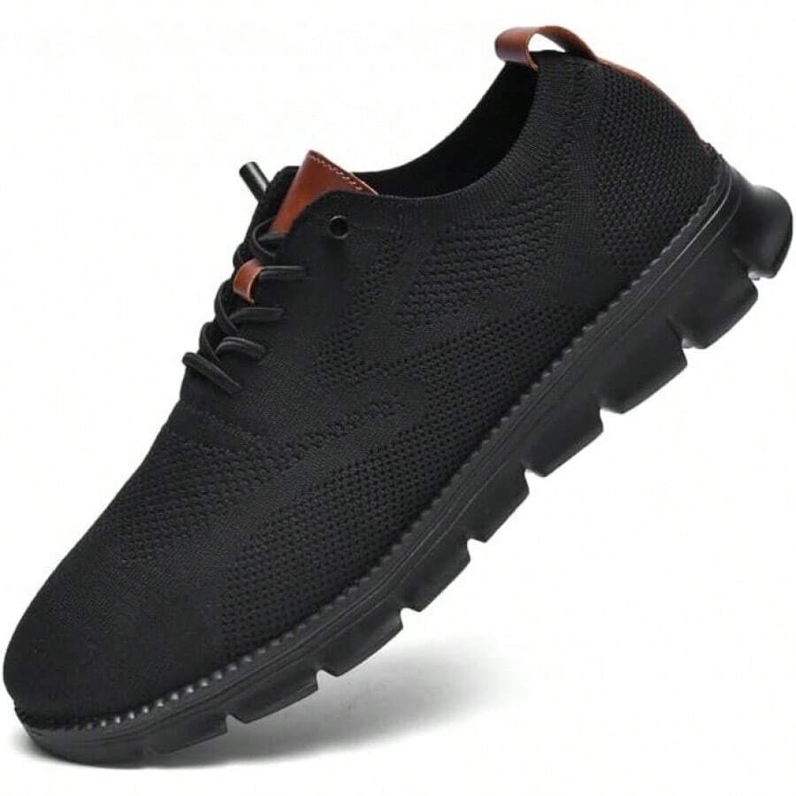 Men's Lightweight Casual Lace - Up Oxfords Walking Shoes, Comfortable Dress Shoes, Breeze Style - Black - View 1