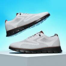 Men's Lightweight Casual Lace - Up Oxfords Walking Shoes, Comfortable Dress Shoes, Breeze Style - Light Grey - View 6