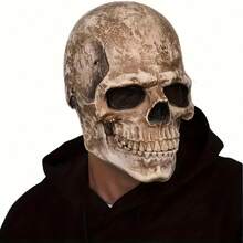 1pc Horror Skull Mask, Realistic Skeleton Mask Headwear, Trick Or Treat Decoration Mask, Movable Jaw Skeleton Mask Costume - Multicolor - View 3