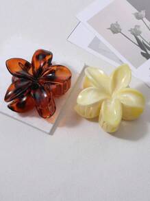 2pcs Simple & Elegant Acrylic Pink Beige Bow Print Hair Claw Clips, Decorative Flower Shaped Hair Accessory For Updo, Suitable For Daily Commute And Travel Outfit Fashion Hair Accessories Elegant Hair Clip
