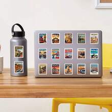 Conjunto de 50 adesivos de viagem, adesivos vintage, adesivos de férias, adesivos de países, adesivos de edifícios, presentes de viagem, adesivos estéticos de viagem, vinil à prova d'água para laptop, celular, carro, skate, garrafas de água, scrapbooking, computador e diário.