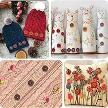 [50pcs Vintage Floral Buttons] 50pcs Vintage Floral Wooden Buttons, 0.78" Multicolor, 2-Hole Design For Sewing, Crafts & DIY Projects, Buttons For Sewing