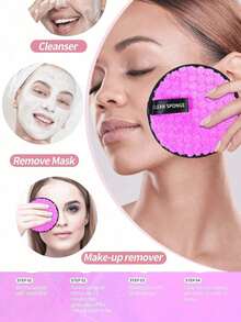5pcs Makeup Remover Puff, Soft And Skin Friendly Face Towel, Cleaning Tools Easy Carrying For Travel - Multicolor - View 5