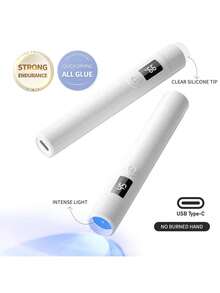 1Pc White Handheld Manicure Word Lamp With Screen Display Bracket 360 Degrees Rotary Multifunctional Rack Stick Nail Tip Heating Lamp Lamp Bracket - White - View 2