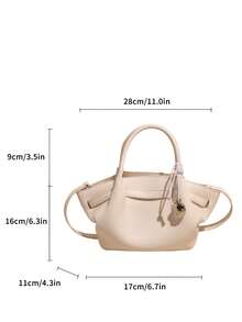 韩国INS手提包，新款时尚简约小众托特包，大容量休闲百搭单肩斜挎包 - 白色 - 查看 4