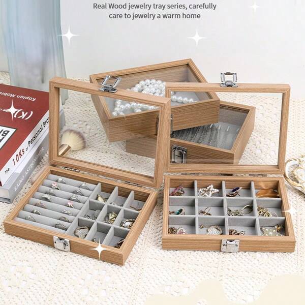 High-Quality Dustproof Covered Jewelry Box, Bracelet, Ring, Earrings, Necklace Organizer Storage Box (Jewelry Not Included)