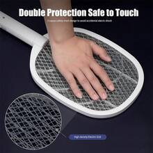 1pc Electric Fly Swatter Foldable Bug Zapper Racket 2in 1 Mosquito Killer With Purple Attractant Light Rechargeable 1800mAh For Indoor Home Backyard Patio Camping - White - View 9