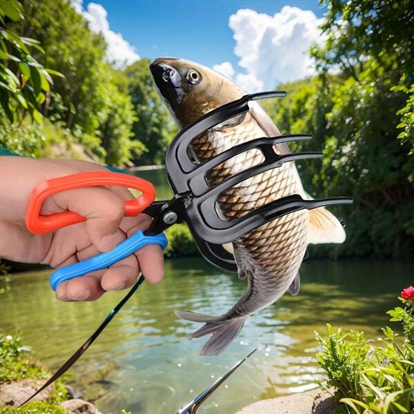 1 pièce Pince à poissons métallique antidérapante à 3 griffes améliorée : outil multifonctionnel de pinces de pêche étanches, avec une force de préhension renforcée et antidérapante, convient pour la pêche en extérieur, le camping, la Fête de l'Indépendance, etc.