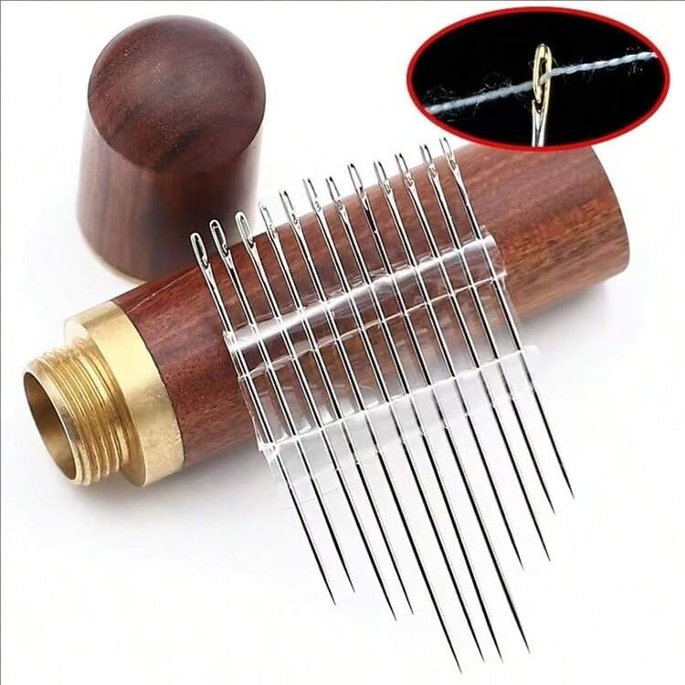 12 Pieces/30 Pieces Stainless Steel Easy-Sewn Edge Stitching Needles For Seniors, Suitable For Hand Sewing, DIY Home Craftsmanship - White, Sewing Pins, Self-Threading Needle Set, Various Sizes, Wooden Storage Tubes, Easy To Insert, Stitch, Hand Sewing, Sheets, Clothes - Multicolor - View 3