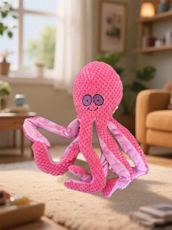 2025 New Plush Octopus Chew Doll For Pets, Interactive Teeth Grinding Stuffed Doll, Soft & Durable For Biting, Keeping Small/Medium Dogs & Cats Entertained, Washable