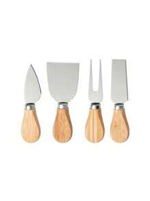 1 peça/4 peças Conjunto Personalizável de Faca e Garfo de Queijo e Deli em Aço Inoxidável e Madeira Portátil, Adequado para Noiva, Noivo, Mãe, Avó, Cozinha Familiar ao Ar Livre, Casamento, Dia das Mães, Presente