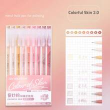 9pcs Morandi Color Gel Pens Set Gradient Colour Clear Barrel 0.6mm Ballpoint Liner Marker For Drawing Highlighting Back To School