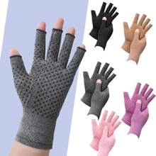 Guantes de compresión de medio dedo - Agarre antideslizante, transpirable para escribir y hacer deportes, soporte para la mano - Guantes sin dedos para la palma