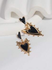 2 pares de pendientes de acero de titanio con diseño exagerado para uso diario, pendientes de acero inoxidable chapados en oro de 18k con borde de perla y forma de corazón múltiple