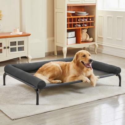 Cooling Elevated Pet Cushion Bed Raised Dog Cots For Large Dogs, Portable Indoor & Outdoor Pet Hammock, Frame With Breathable Mesh And Removable Bolsters (48 Inch)