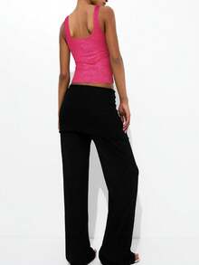 Women Starfish Sequin Tank Top Y2K Knit Glitter Cami Top Star Print Sleeveless Crop Top Going Out Streewear - 粉色 - 查看 3