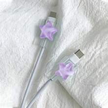 Set de 2 cables de datos de protección con estrella, que incluye dispositivo para enrollar el cable, clip protector de cable de carga y mordedor de cable, protector de cargador
