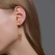 2 件套鸟形吊坠耳环，优雅的方晶锆石线性耳环，适合日常、派对、婚礼珠宝，适合女士和女孩 - 彩色 - 查看 3