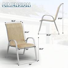 Patio Chairs Set Of 6, Outdoor Stackable Dining Chairs For All Weather, Comfortable Breathable Patio Dining Chairs Silver Outdoor Chairs Garden Outdoor Furniture For Backyard Deck, Beige - Beige - View 5