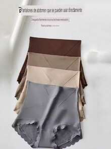 Ropa Interior de Alta Calidad para Mujer – Calzoncillos de Color Sólido con Cintura Cómoda y Estilo Minimalista para Uso Diario - Gris - Ver 2