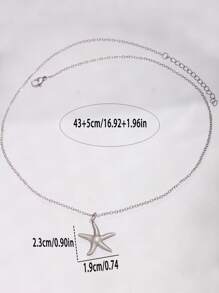 1 colar feminino de aço inoxidável com pingente de estrela do mar básico