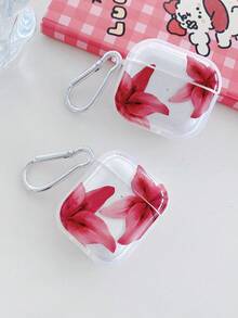 Estuche para auriculares con flor de lirio realista, estuche para auriculares con flor roja, estuche para auriculares transparente con 1 clip colgante, compatible con estuche para AirPods, auriculares, compatible con estuche para AirPods Pro 3, compatible con Pro (2.ª generación), compatible con 3, compatible con Pro, compatible con 1/2, compatible con estuche para AirPods 4 - Multicolor - Ver 5