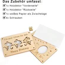 Carte d'anniversaire en bois avec design coloré de billets. Support créatif pour cadeau en espèces, carte de vœux en bois artisanale pour anniversaires, idée de cadeau unique et réfléchie