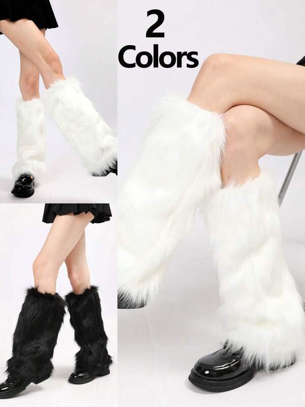 1 Pair Plush Leg Warmers For Y2k Style Party And Stage Performance, Autumn And Winter