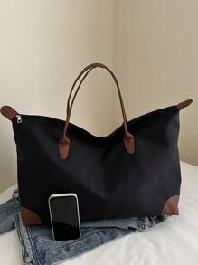 Bolso de mano grande de capacidad minimista, bolso de mano de nailon de unicolor, bolso de hombro y bolso de mano simple para mujer