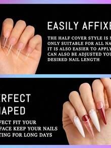 120Pcs Medium Length Duck Nail Tips 12 Sizes Box-Packed Duck Nails Half Cover Wide Nail Tips French False Nail Tips Acrylic Nails Extension Tips - Trong sáng - Xem 5