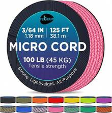TECEUM Micro Paracord – 118 Mm X 125 Ft – Micro Utility Cord – Thin Braided Paracord Rope – Best Crafting, Projects, Fishing, Camping – Wind Chime – Survival Strong String - 粉色 - 查看 1